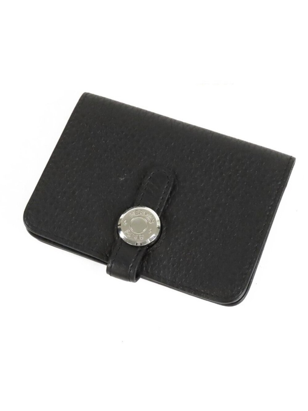 Hermes Dogon Black Silver Togo Card Case